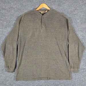 VTG Northwest Territory Mens XL Long Sleeve Henley Shirt Gray‎ Textured Knit